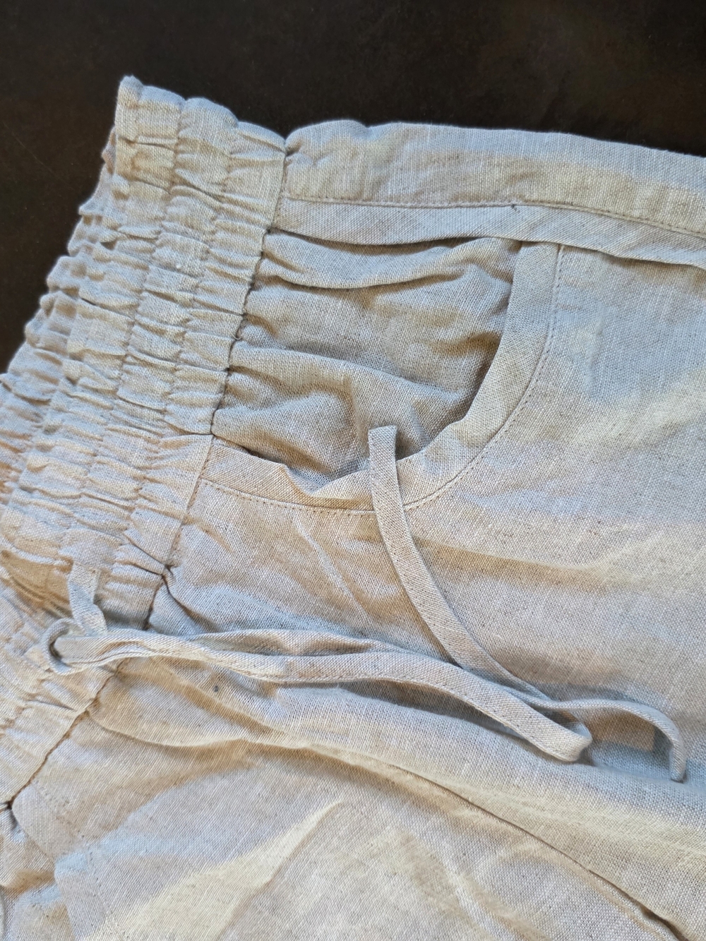 Maison d’Amélie Paris Linen Blend Barrel Pants S/P Beige Pull On Boho - Picture 5 of 10
